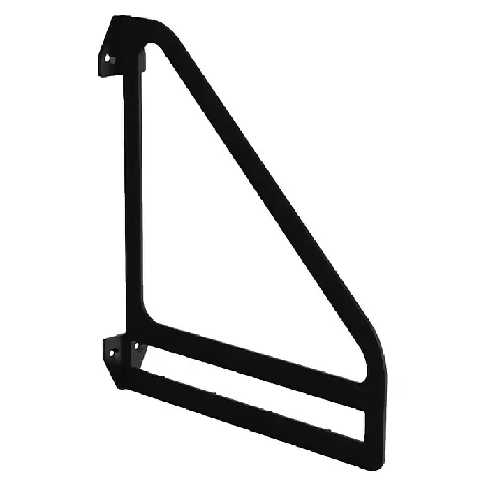 Walteco Wandkonsole Inspira - L x B x H: 26 x 23,4 x 26 cm, Stahl, Mattschwarz - Detailaufnahme einer schwarzen, trapezförmigen Halterung mit einem doppelten Boden und Löchern zur Befestigung.