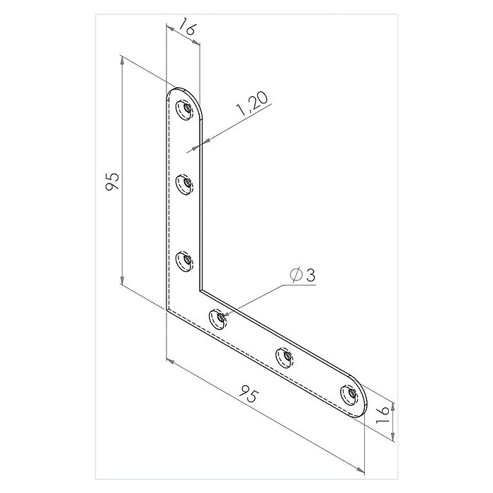 Walteco Flachwinkel (Stahl, L x B x H: 95 x 95 x 16 mm) | BAUHAUS