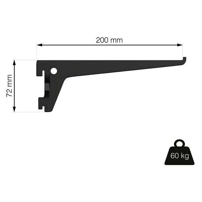 Element System Pro-Träger S 50 (Länge: 20 cm, Schwarz, Belastbarkeit: 60 kg) | BAUHAUS