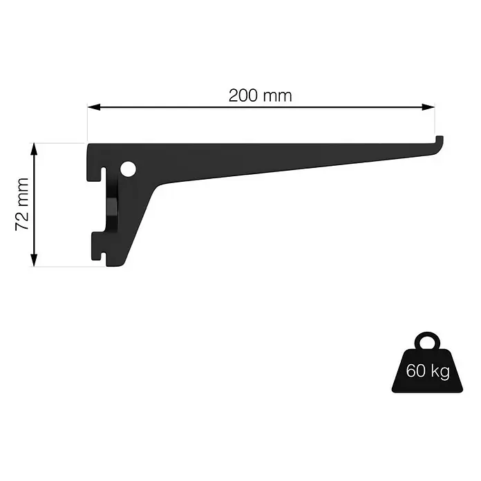 Element System Pro-Träger S 50Länge: 20 cm, Schwarz, Belastbarkeit: 60 kg