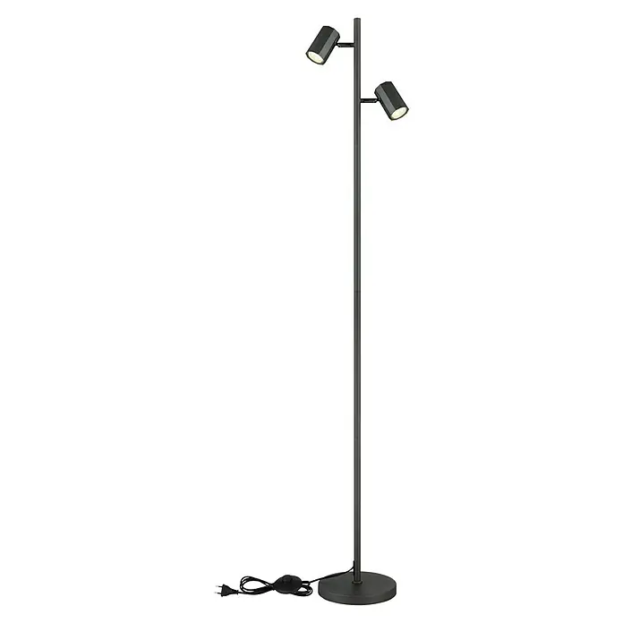 Globo James Stehleuchte - 5 W, Höhe: 158 cm, Grau matt - Diese Stehlampe mit zwei Scheinwerfern ist ideal für modernes Wohnen und spendet angenehmes Licht.