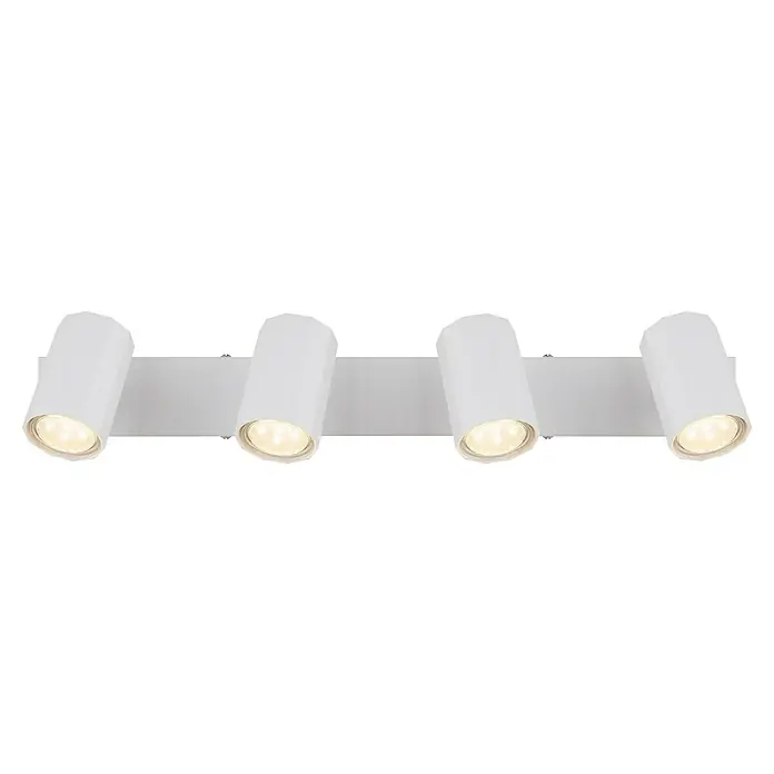 Globo James Deckenstrahler - 25 W, L x B x H: 53 x 6 x 14,5 cm, Weiß matt, GU10, Anzahl Leuchtmittel: 4 Stk. - Vierstrahlige, moderne, weisse LED-Deckenleuchte für eine optimale Ausleuchtung im Raum. Ideal für Wohnzimmer oder Büro.
