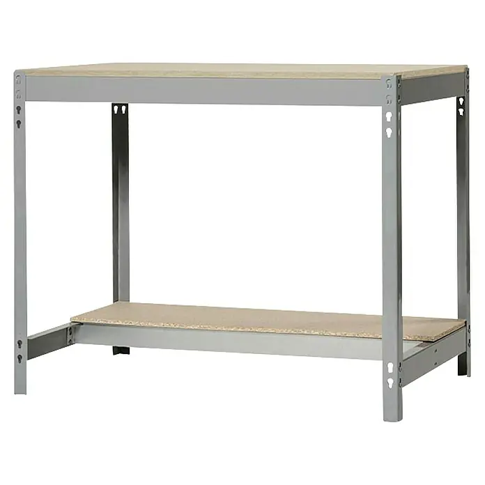 Simonrack Simonwork Werkbank BT0 1200 - L x B: 61 x 121 cm, Arbeitshöhe: 84,2 cm, Belastbarkeit: 850 kg, Grau - Metallwerkbank mit zwei Regalböden. Die Werkbank bietet viel Stauraum und ist ideal für Werkstätten oder Garagen.