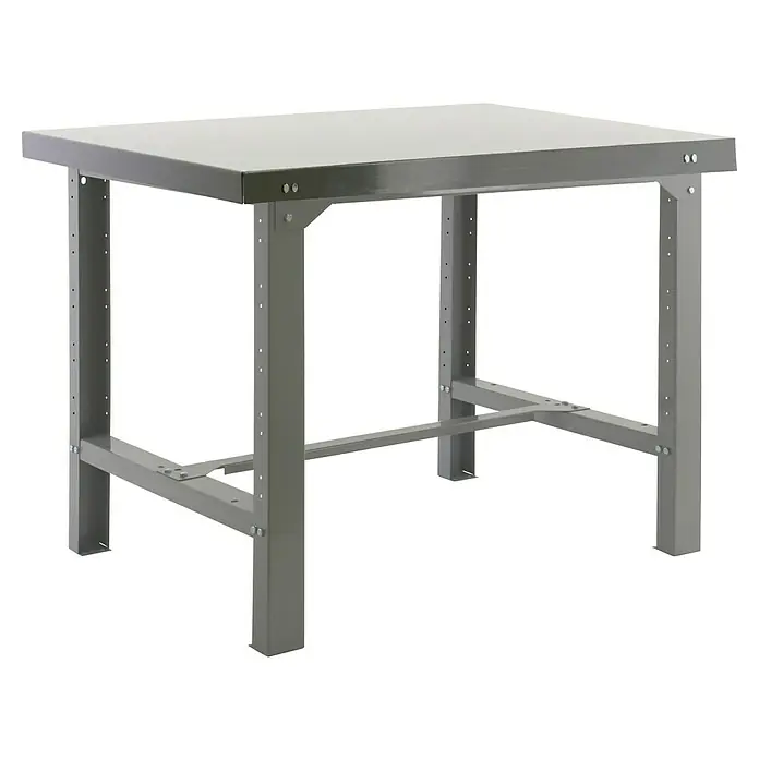 Simonrack Simonwork Werkbank BT6 Metal 1200 - L x B: 73 x 120 cm, Arbeitshöhe: 83 cm, Belastbarkeit: 600 kg, Grau - Grauer Industriearbeitstisch mit Metallrahmen und quadratischer Arbeitsfläche. Ideal für Werkstätten und Produktionsbereiche.