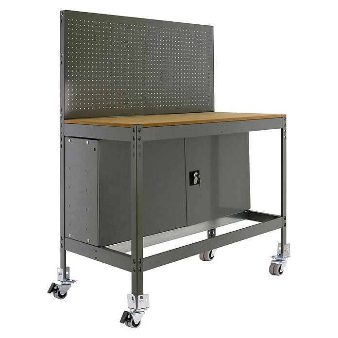Simonrack Simonwork Banco de trabajo BT2 Locker Mobile (L x Al: 61 x 144,5 cm, Ancho: 121 cm, Capacidad de carga: 280 kg, Gris)