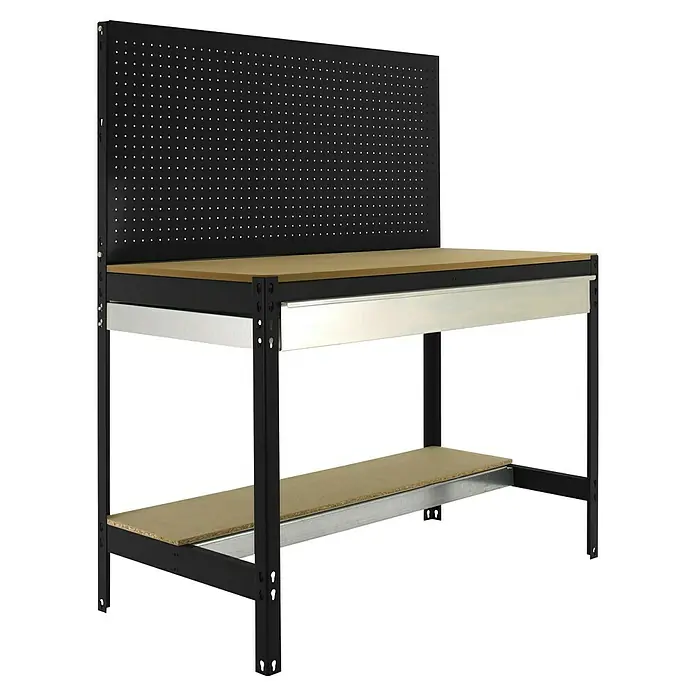Simonrack Simonwork Werkbank BT2 Box 1200 - Schwarz, Breite: 121 cm - Der Werkbank mit Lochwand bietet eine ideale Arbeitsfläche und zusätzlichen Stauraum für Werkzeuge und Zubehör.