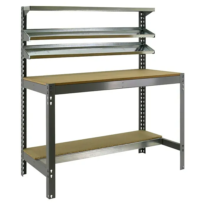 Simonrack Simonwork Werkbank BT1 1500 - Breite: 151 cm, Grau - Werkbank mit Regalen. Die robuste Werkbank bietet Stauraum und Arbeitsfläche für Werkstattprojekte und Hobbyarbeiten.