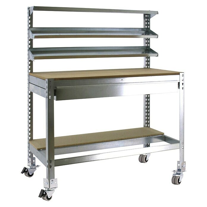 Simonrack Simonwork Werkbank MOBILE BT1 BOX (L x B: 61 x 121 cm, Arbeitshöhe: 152 cm, Belastbarkeit: 120 kg, Silber) | BAUHAUS