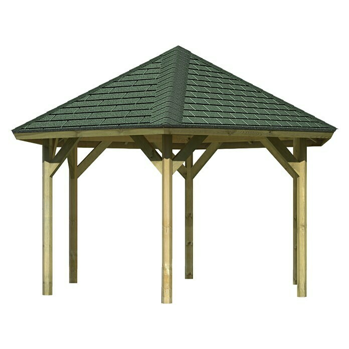 Karibu Pavillon Oslo 2 Set (Durchmesser: 448 cm, Grün, Natur)