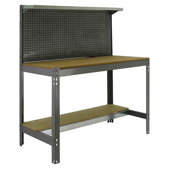 Simonrack Simonwork Werkbank BT3 1500 - L x B: 61 x 151 cm, Arbeitshöhe: 144,5 cm, Belastbarkeit: 600 kg, Grau - Werkbank mit Lochplatte und Ablagefläche für Werkstatt oder Hobbyraum. Solide Konstruktion für vielfältige Arbeiten.