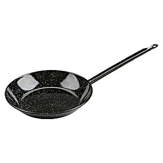 Pfanne (Durchmesser: 28 cm, Emailliert, Mit Stiel, Schwarz)