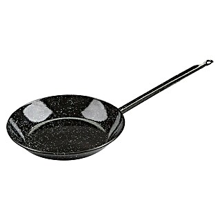 Pfanne (Durchmesser: 36 cm, Emailliert, Mit Stiel, Schwarz)