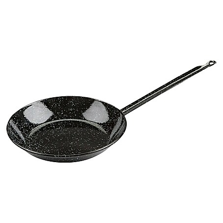 Pfanne (Durchmesser: 36 cm, Emailliert, Mit Stiel, Schwarz)