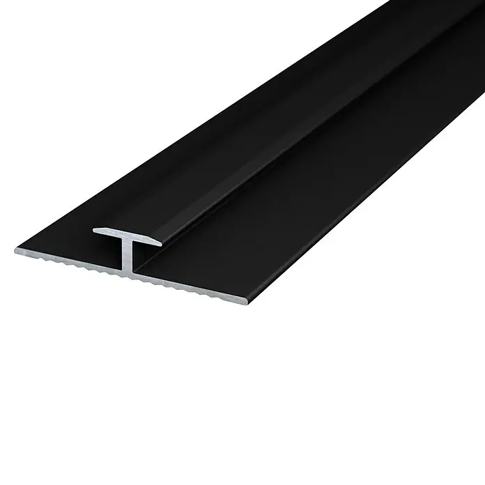 LOGOCLIC T-Profil Designwall - L x B: 265 cm x 65 mm, Aluminium, Eloxiert, Schwarz - Ein schwarzes T-Profil für Bodenbeläge, ideal für saubere Übergänge und professionelle Abschlüsse in Wohn- und Geschäftsräumen.