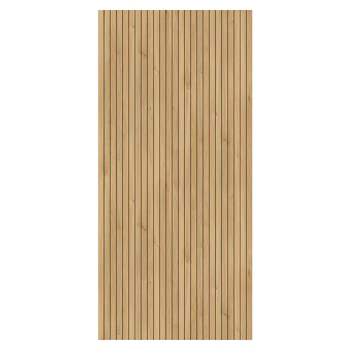 LOGOCLIC Wandpaneel Designwall - Lightwood, 265 x 123 cm - Helle Holzpaneele mit schmalen, dunklen Zwischenräumen erzeugen eine moderne, natürliche Wandverkleidung. Ideal für stilvolle Innenräume.