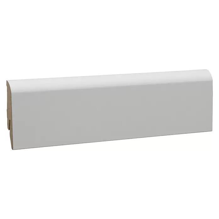 Sockelleiste - 240 x 1,9 x 5,8 cm, MDF - Weiße Fußleiste mit abgerundeter Oberkante, aus MDF.
