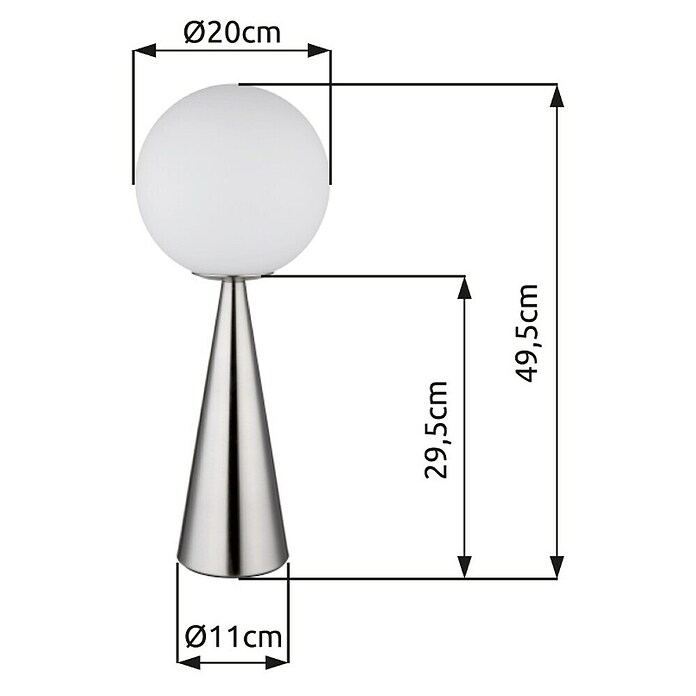 Globo Lámpara de sobremesa Pinpal (Ø x Al: 20 x 49,5 cm, Plata, Plata) | BAUHAUS