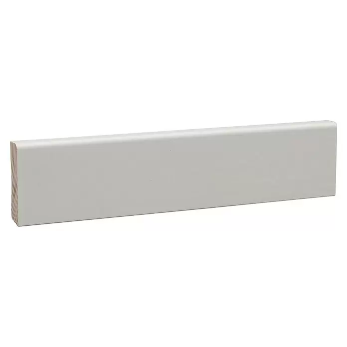 Sockelleiste - 240 x 1,2 x 4,5 cm, Kiefer, RAL 9010 - Hellgraue MDF-Sockelleiste mit abgerundetem Profil.