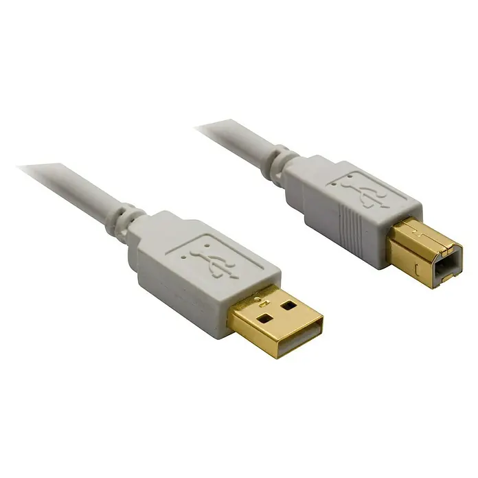 Metronic Cable USB gris - Largo: 1,8 m, Clavija USB A, clavija USB B, Gris - Cable USB gris con conectores dorados tipo A y tipo B. Este cable está diseñado para la transferencia rápida de datos.