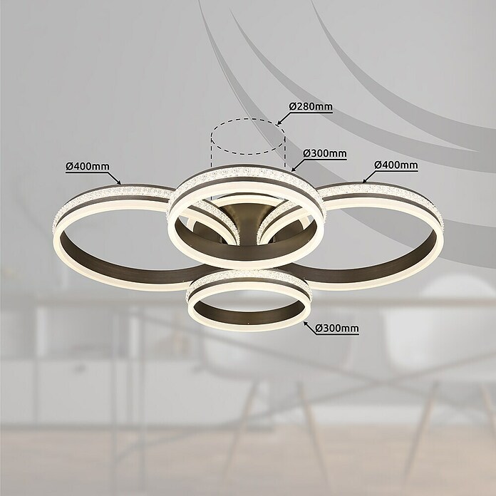 Globo Grouni LED stropna svjetiljka  (90 W, D x Š x V: 85 x 68,5 x 15 cm, Topla bijela) | BAUHAUS
