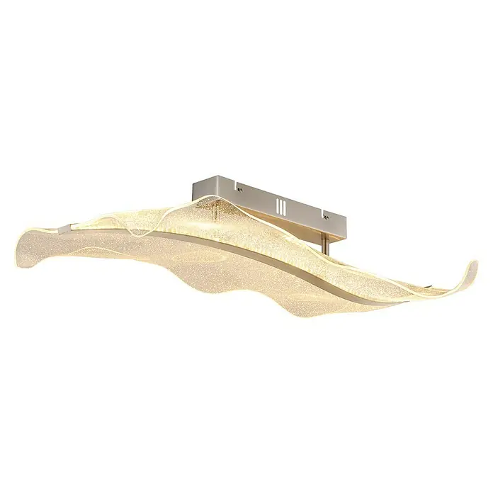 Globo Saque LED-Deckenleuchte - 23 W, L x B x H: 80 x 30 x 18 cm, Klar, Nickel matt, Warmweiß - Elegante Deckenleuchte mit gewelltem Design. Funkelnde Oberfläche und modernes Aussehen, ideal für stilvolle Innenräume.