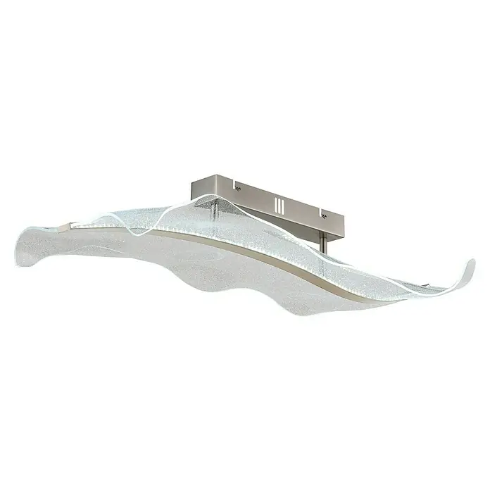 Globo Saque LED-Deckenleuchte - 23 W, L x B x H: 80 x 30 x 18 cm, Klar, Nickel matt, Warmweiß - Deckenleuchte mit geschwungenem Glasdesign und LED-Beleuchtung. Moderne Deckenleuchte für stilvolle Innenräume, sorgt für angenehmes Licht.