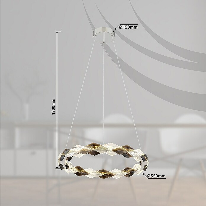 Globo Karilion LED viseća svjetiljka  (36 W, Ø x V: 55 x 130 cm, Srebrna) | BAUHAUS