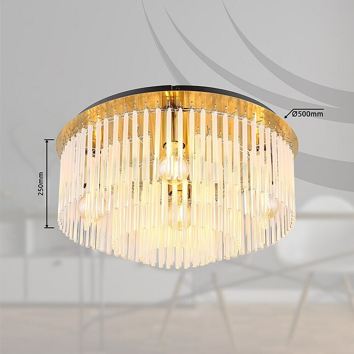 Globo Gorley Plafón redondo (60 W, Ø x Al: 50 x 25 cm, Oro, Oro) | BAUHAUS