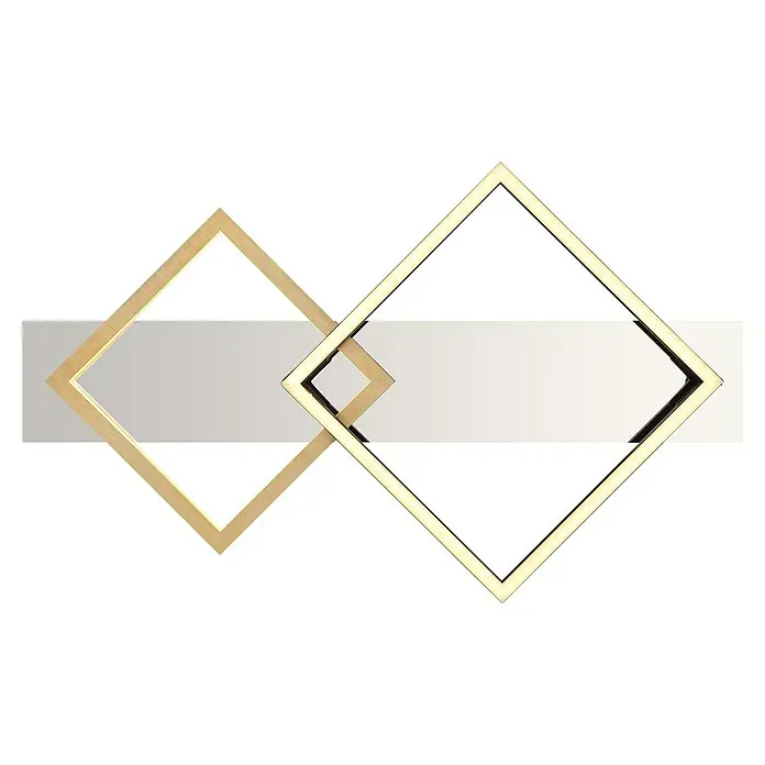 Globo LED-Deckenleuchte Lesina - 24 W, Silber verchromt, Gold gebürstet, Warmweiß - Zwei ineinander verschlungene, goldene Quadrate bilden eine moderne Wandleuchte, die durch ihr schlichtes Design besticht und warmes Licht spendet.