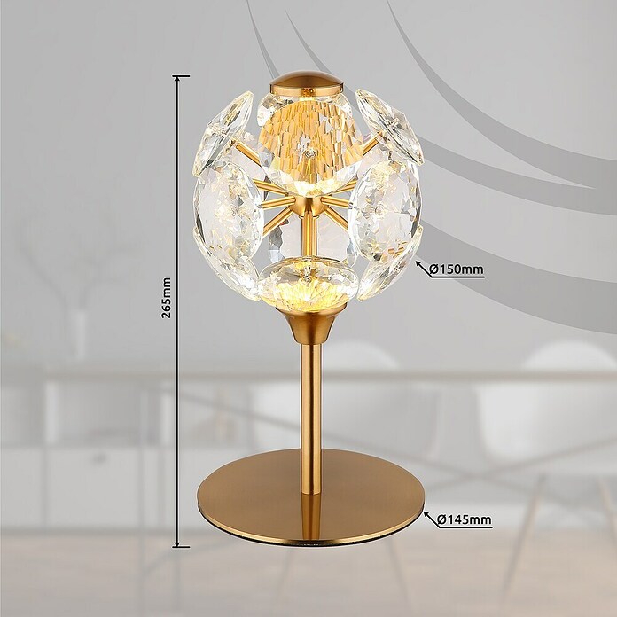 Globo Virina Okrugla stolna LED svjetiljka  (Ø x V: 15 x 26,5 cm, Zlatna) | BAUHAUS