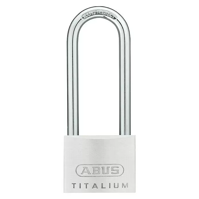 Abus Titalium Candado 64TI/50HB50 - An x Al: 50 x 93,5 mm, Arco alto - Candado ABUS TITALIUM plateado con arco largo NANO PROTECT.