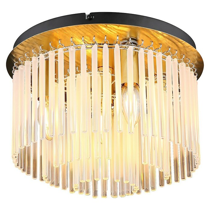 Globo Gorley Deckenleuchte rund (40 W, Ø x H: 32 x 23 cm, Klar, Gold matt) | BAUHAUS