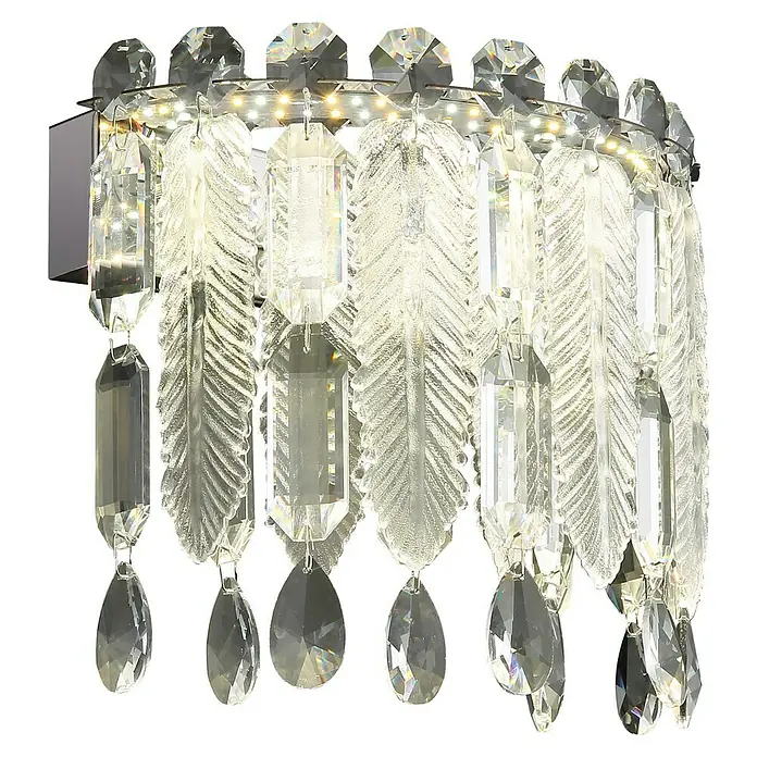 Globo Klunka LED-Wandleuchte - 12 W, L x B x H: 10 x 28 x 24,5 cm, Silber verchromt, Klar, Warmweiß - Ein atemberaubendes Wandlicht mit Kristallverzierungen, das jedem Raum einen Hauch von Eleganz verleiht. Die klaren Kristalle reflektieren das Licht wunderschön.