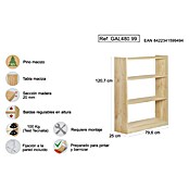 Astigarraga Gala Estantería de madera (Al x An x Pr: 120,7 x 79,6 x 25 cm, Capacidad de carga por balda: 100 kg, Número de baldas: 4 ud., Atornillado, Natural) | BAUHAUS