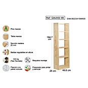Astigarraga Gala Estantería de madera (Al x An x Pr: 184,7 x 49,6 x 25 cm, Capacidad de carga por balda: 100 kg, Número de baldas: 6 ud., Atornillado, Natural) | BAUHAUS