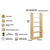 Astigarraga Gala Estantería de madera (Al x An x Pr: 184,7 x 79,6 x 25 cm, Capacidad de carga por balda: 100 kg, Número de baldas: 6 ud., Atornillado, Natural) | BAUHAUS