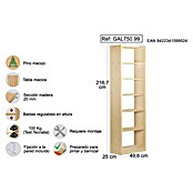 Astigarraga Gala Estantería de madera (Al x An x Pr: 216,7 x 49,6 x 25 cm, Capacidad de carga por balda: 100 kg, Número de baldas: 7 ud., Natural) | BAUHAUS