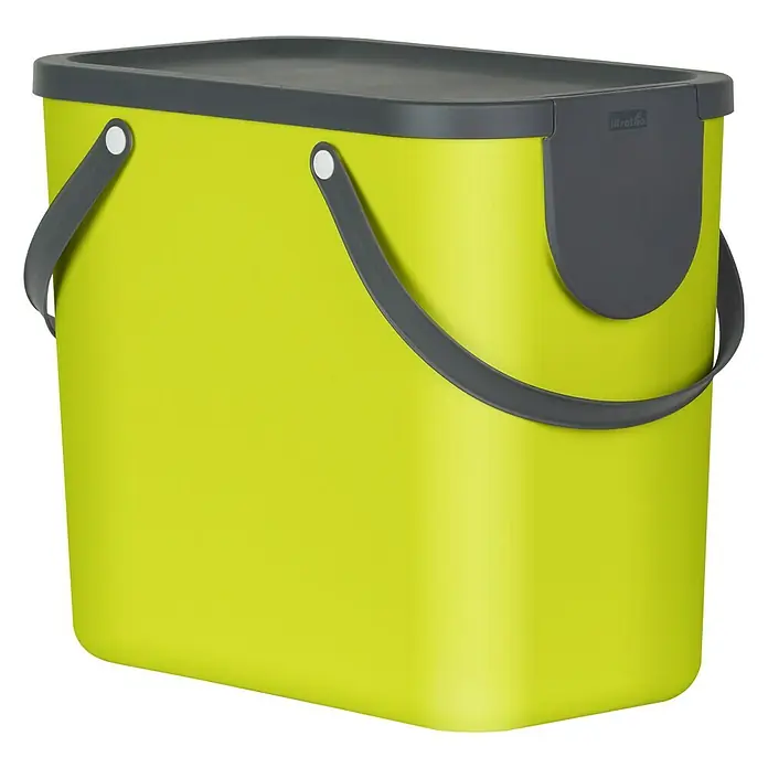 Rotho Albula Mülltrennsystem - 25 l, Kunststoff, Lime - Der hellgrüne Mülleimer mit grauem Deckel und Griffen ist ideal für Küche und Haushalt. Praktische Lösung für Abfallentsorgung.