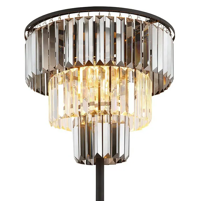 Globo Naxis Stehleuchte - Höhe: 160 cm, Schwarz matt, Klar - Elegante Stehlampe mit dreistufigem Kristallglas-Design, die jedem Raum einen Hauch von Luxus verleiht. Perfekt als Blickfang.