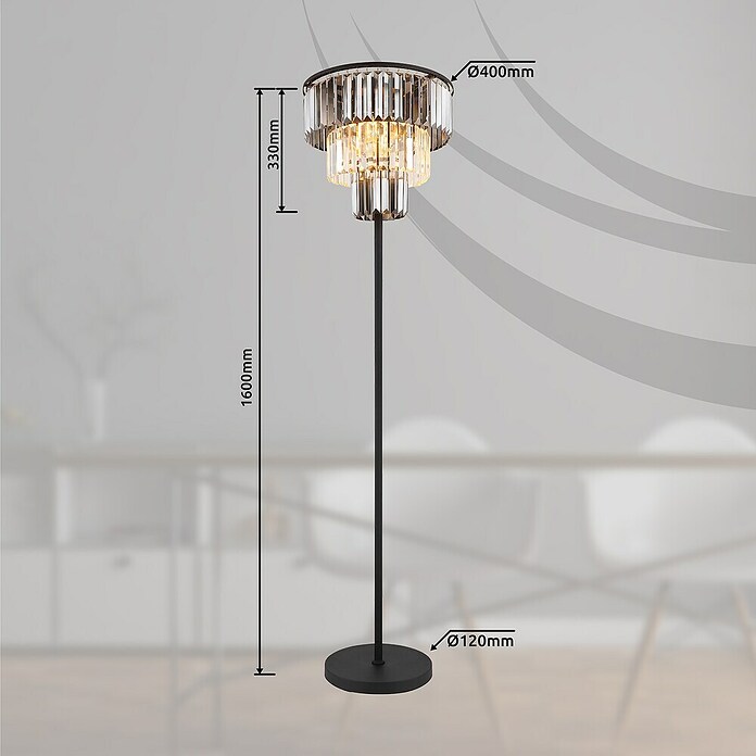 Globo Naxis Stajaća svjetiljka  (Visina: 160 cm, Crna) | BAUHAUS