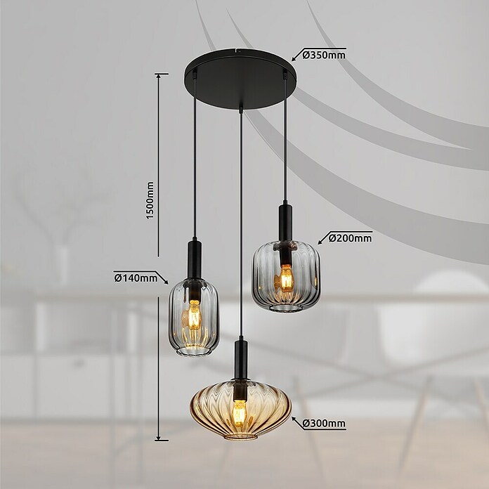 Globo Visilica Valletta  (60 W, Ø x V: 55 x 150 cm, Crna) | BAUHAUS
