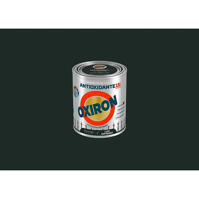 Oxiron Esmalte para metal Antioxidante Eco - Verde carruaje, 750 ml, Satinado - Bote de pintura de esmalte Oxirion, Antioxidante 15 en verde oscuro, liso y satinado, para una protección climática extrema y una protección superficial duradera.