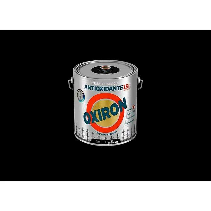 Oxiron Esmalte para metal Antioxidante Eco - Negro, 2,5 l, Brillante - Bote de pintura antioxidante Oxiron, ofreciendo alta cobertura y protección duradera, ideal para superficies metálicas interiores y exteriores.
