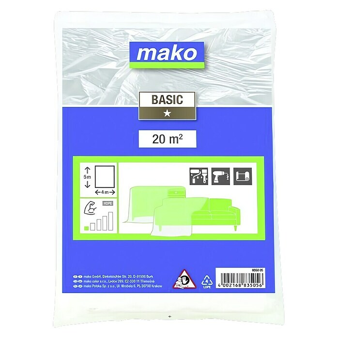 Mako Pokrivna folija Basic  (D x V: 20 x 4 m, HDPE plastika) | BAUHAUS