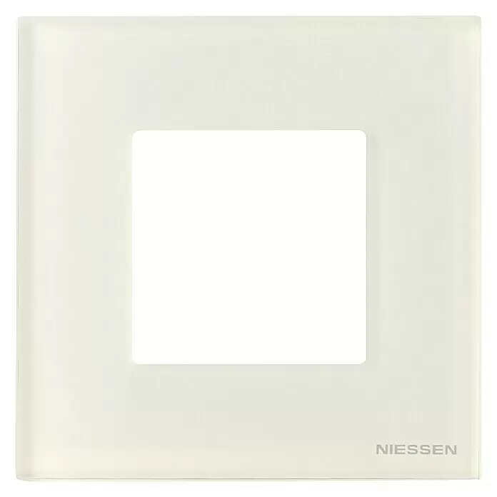 Niessen Zenit Marco - Cristal blanco, Modelo de mecanismos: x 1, Plástico - Marco de cristal blanco mate con recorte cuadrado central, marca NIESSEN.