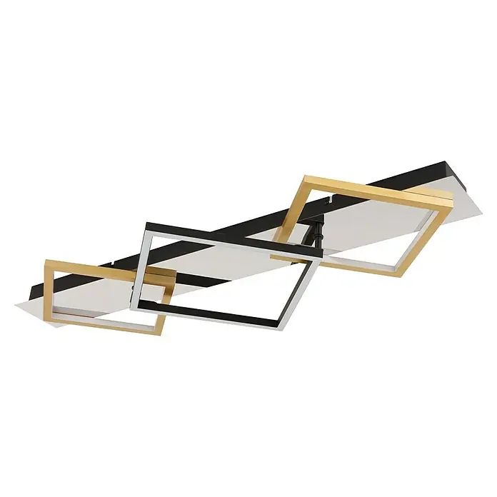 Globo LED-Deckenleuchte Lesina - 32 W, L x B x H: 78 x 35,5 x 7 cm, Silber verchromt, Gold gebürstet, Warmweiß - Moderne LED-Deckenleuchte mit quadratischem Design in Gold und Schwarz, ideal für stilvolle Innenräume. Elegante Beleuchtung für Wohn- und Schlafzimmer.