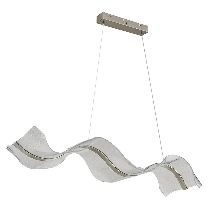 Globo Saque LED-Pendelleuchte - 32 W, L x B x H: 101 x 29 x 120 cm, Klar, Nickel matt - Elegante LED-Pendelleuchte mit wellenförmigem Design und silberfarbenen Akzenten. Die Lampe sorgt für modernes Flair und optimale Beleuchtung.