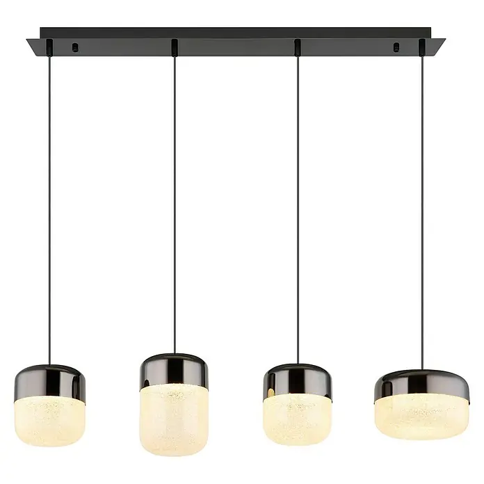 Globo Cristallica LED-Pendelleuchte - 40 W, L x B x H: 99 x 20 x 150 cm, Klar, Graphit matt - Elegante Pendelleuchte mit vier Lampen und einem modernen Design. Die Leuchte sorgt für eine stilvolle Beleuchtung in jedem Raum.