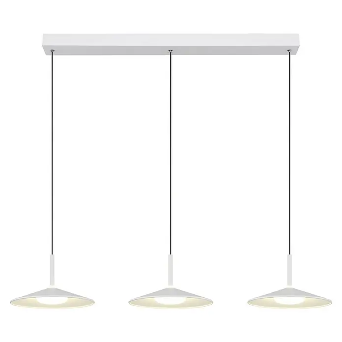 Globo LED-Pendelleuchte Lampone - 24 W, L x B x H: 95 x 25 x 150 cm, Weiß - Hängeleuchte mit drei Lampen und weißem Schirm. Elegante Beleuchtung für Esszimmer oder Wohnzimmer. Modernes Design für stilvolle Innenräume.