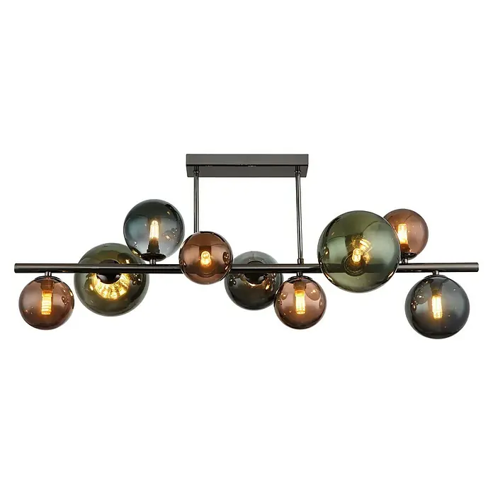 Globo Riha Deckenleuchte - 3,5 W, L x B x H: 87 x 30 x 38 cm, Grau matt, Warmweiß - Diese Leuchte mit ihren bunten Glaskugeln ist ein echter Hingucker. Sie passt perfekt in jedes moderne Interieur und sorgt für tolles Licht.